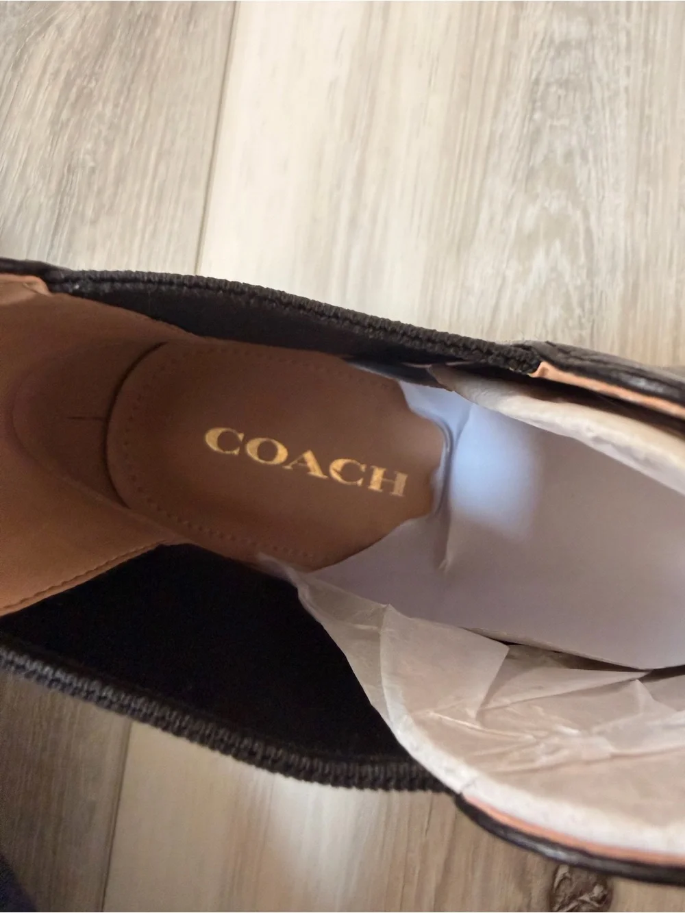 Coach Nichole Leather Chelsea Booties Black Gold Toe 9.5B NIB G5361